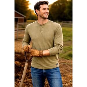 Buffalo Nirvana Long Sleeve Henley Olive Mens XXL